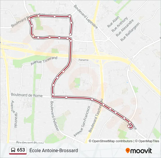 653 Bus Line Map