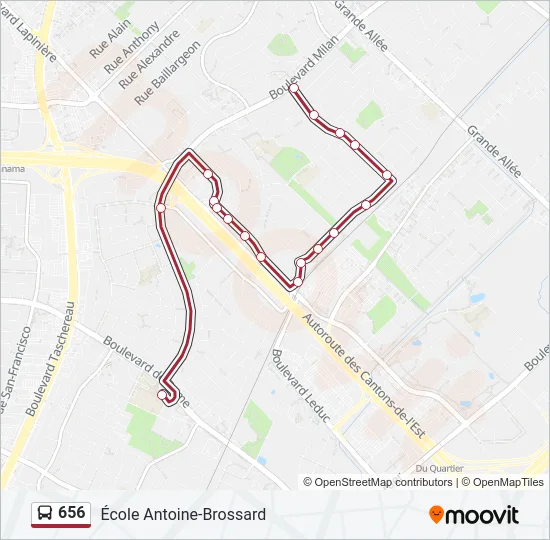 Plan de la ligne 656 de bus