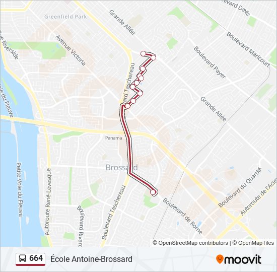 Plan de la ligne 664 de bus