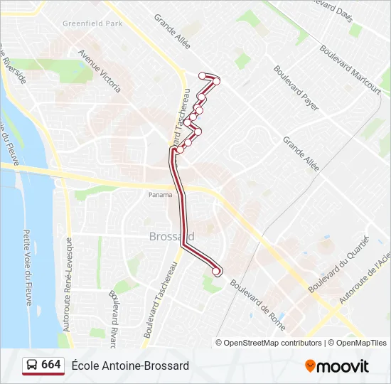 664 Bus Line Map