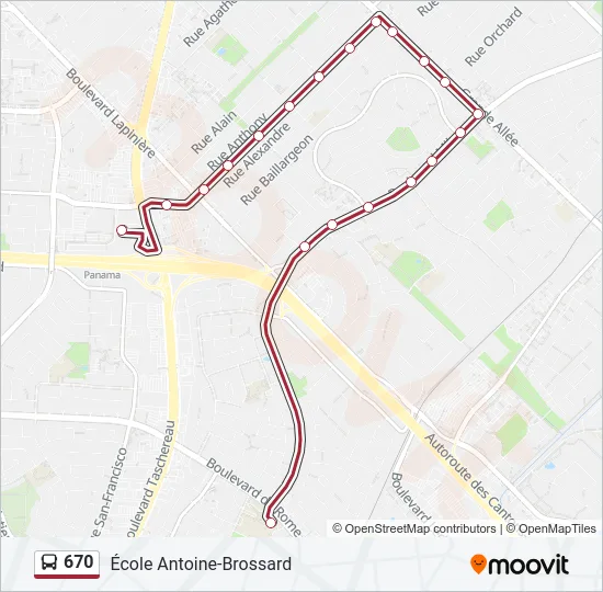 670 Bus Line Map