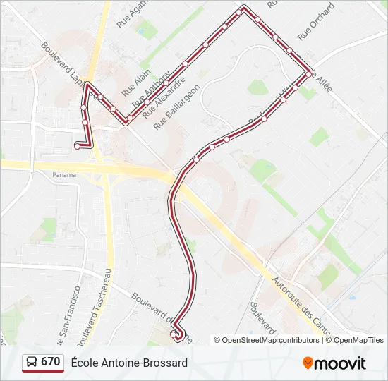 670 Bus Line Map