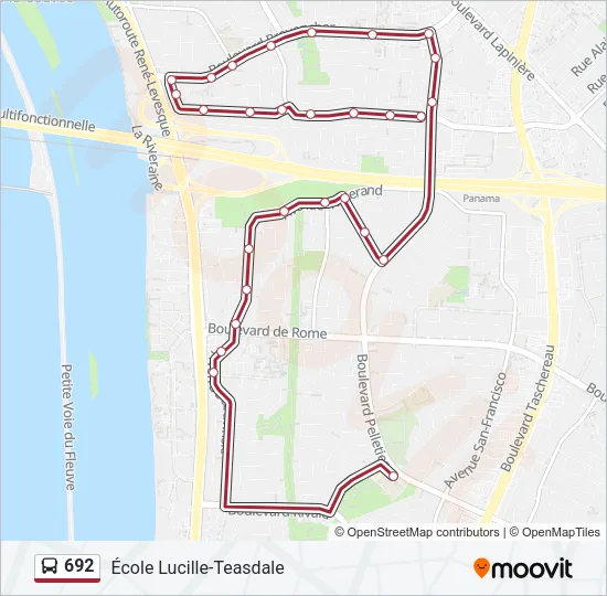 Plan de la ligne 692 de bus