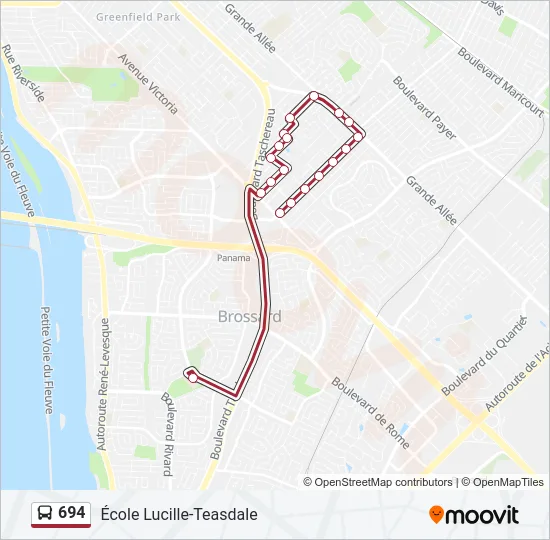Plan de la ligne 694 de bus