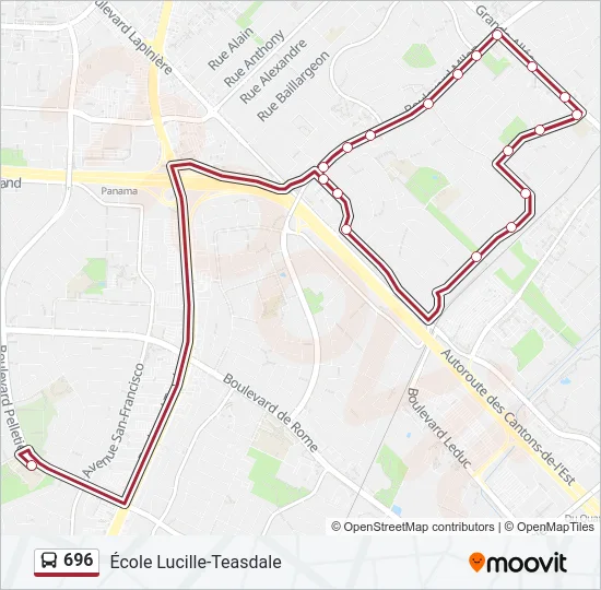 Plan de la ligne 696 de bus