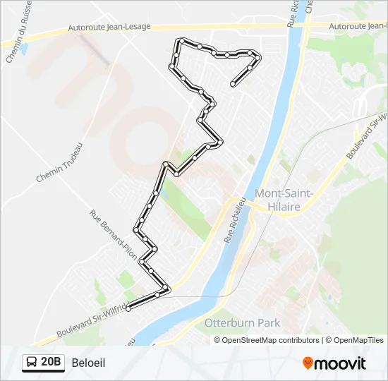 Plan de la ligne 20B de bus