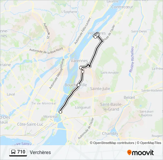 Plan de la ligne 710 de bus