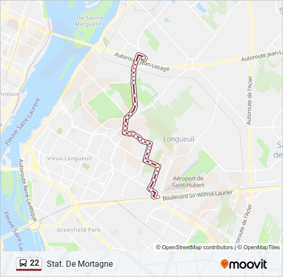 Plan de la ligne 22 de bus