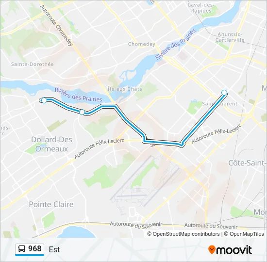 Plan de la ligne 968 de bus