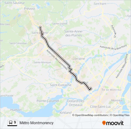 Plan de la ligne 9 de bus