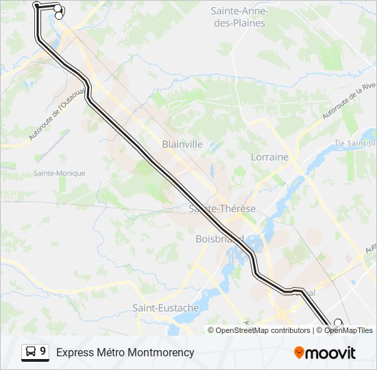 Plan de la ligne 9 de bus