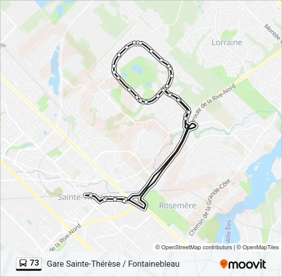 Plan de la ligne 73 de bus