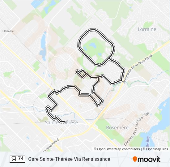 74 Bus Line Map