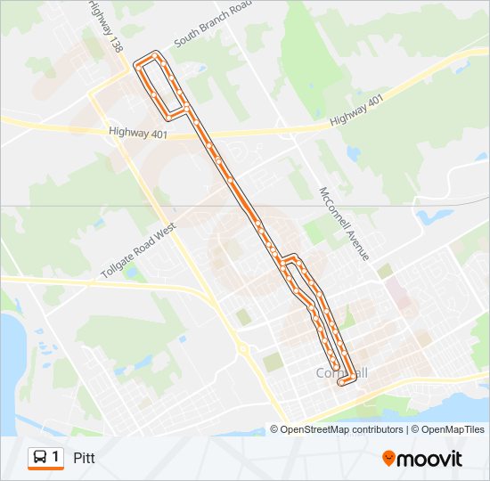 Plan de la ligne 1 de bus