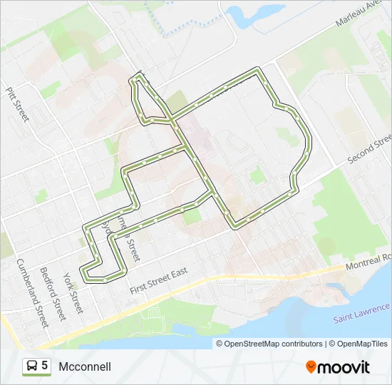 Plan de la ligne 5 de bus