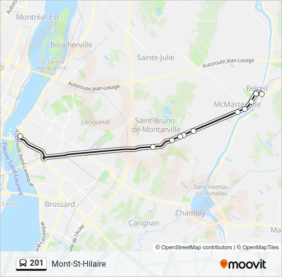 201 Bus Line Map