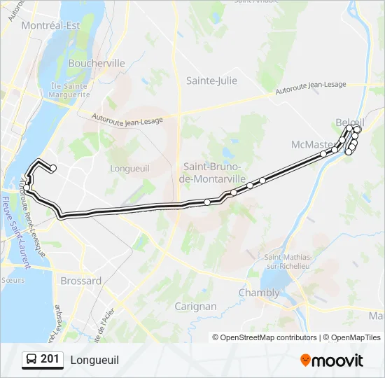 Plan de la ligne 201 de bus