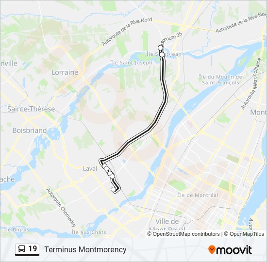 Plan de la ligne 19 de bus