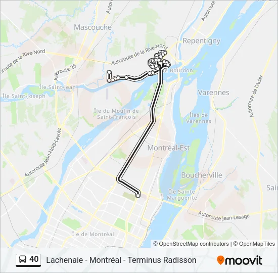 Plan de la ligne 40 de bus