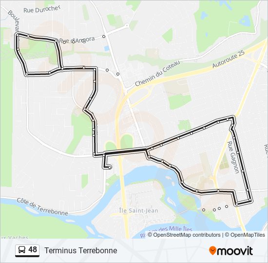 Plan de la ligne 48 de bus