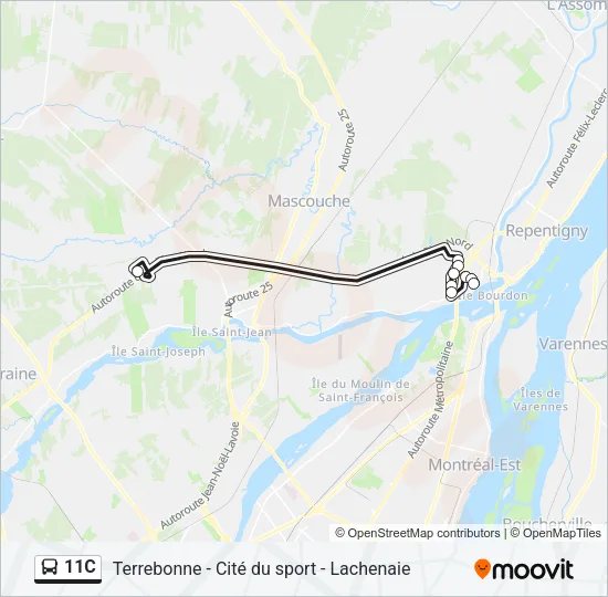 Plan de la ligne 11C de bus