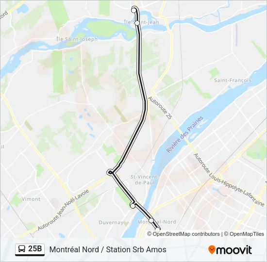 25B Bus Line Map