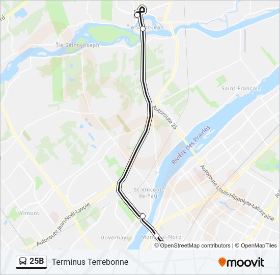 25B Bus Line Map