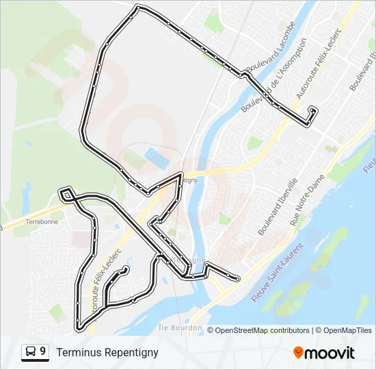 9 Bus Line Map
