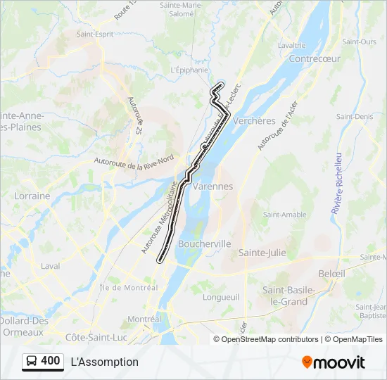 Plan de la ligne 400 de bus