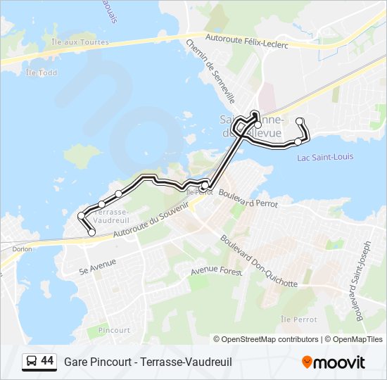 Plan de la ligne 44 de bus