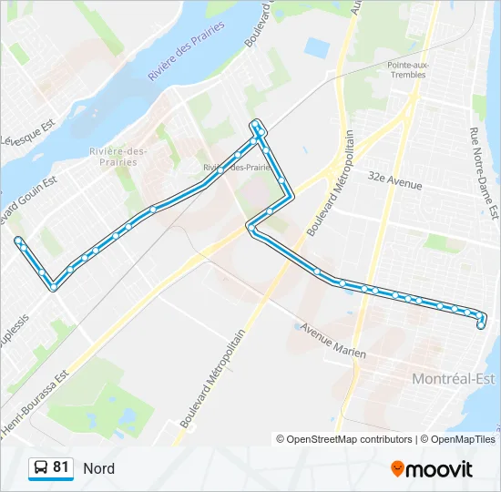 Plan de la ligne 81 de bus