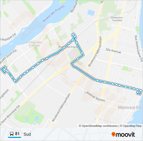 Plan de la ligne 81 de bus