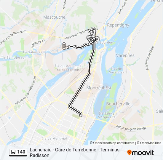 Plan de la ligne 140 de bus