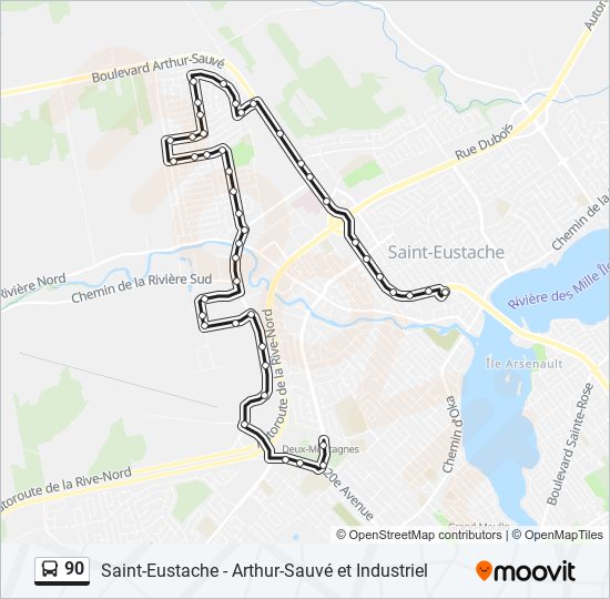 90 Itinéraire Horaires, Arrêts & Plan Gare DeuxMontagnes (mis à jour)