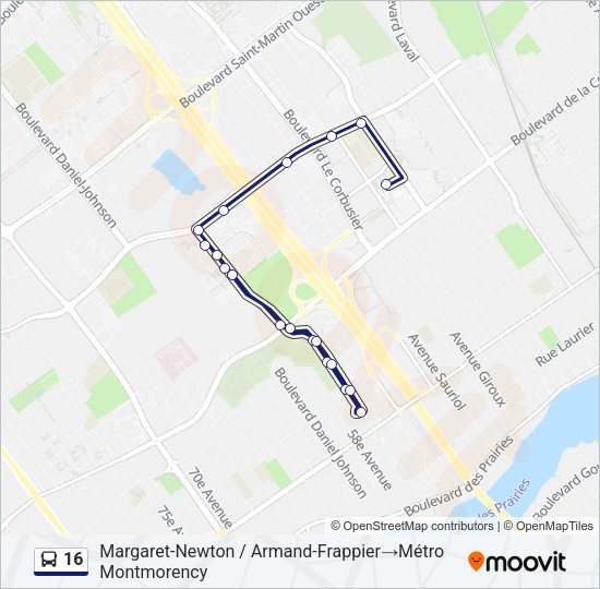 16 Bus Line Map