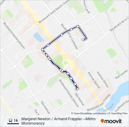 16 Bus Line Map