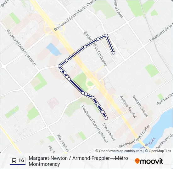 16 Bus Line Map
