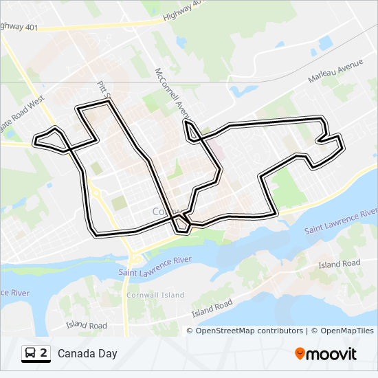 Plan de la ligne 2 de bus