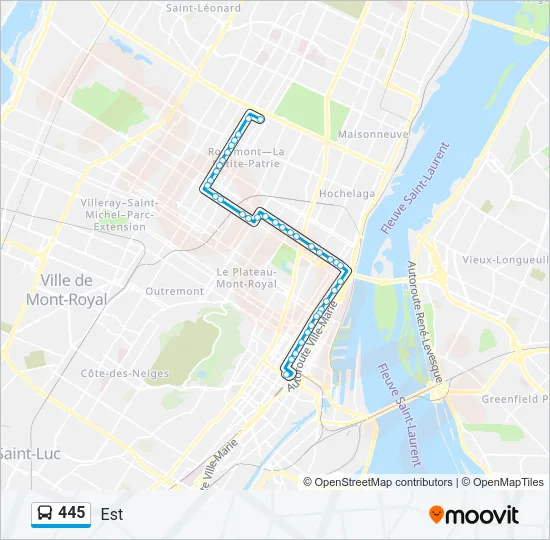 Plan de la ligne 445 de bus