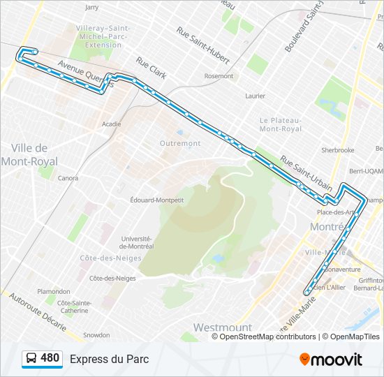 Plan de la ligne 480 de bus