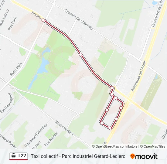 T22 Shuttle Line Map