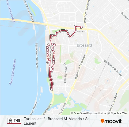 Plan de la ligne T48 de shuttle