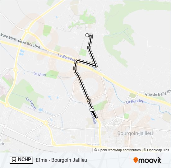 Plan de la ligne NCHP de bus