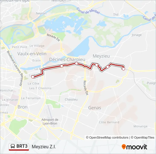 Plan de la ligne BRT3 de bus