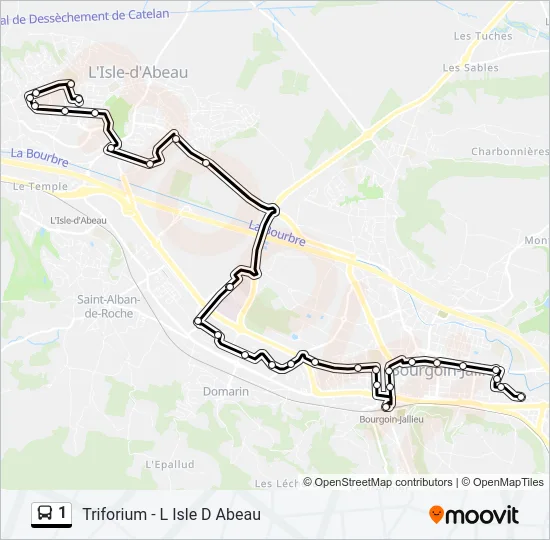 Plan de la ligne 1 de bus