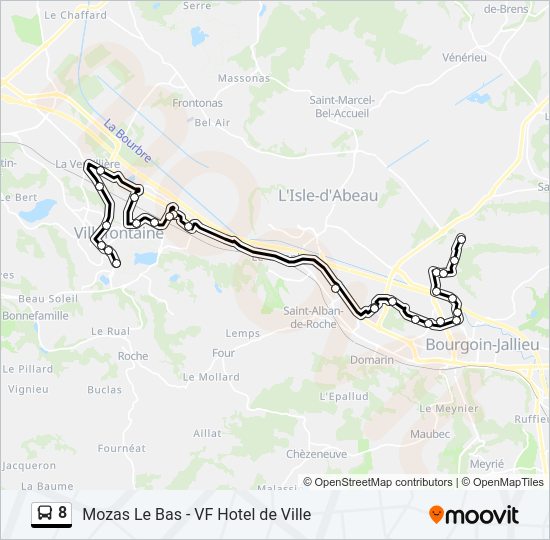 Plan de la ligne 8 de bus