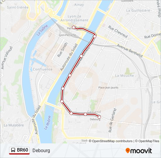 Plan de la ligne BR60 de bus