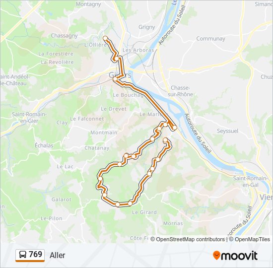 Plan de la ligne 769 de bus