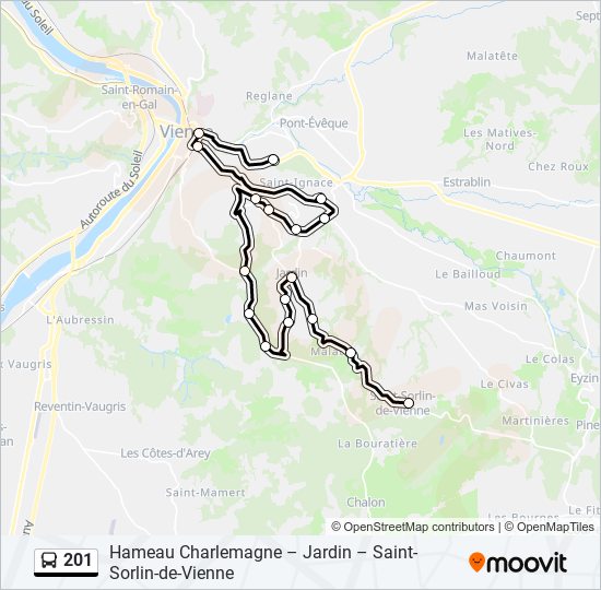 Plan de la ligne 201 de bus