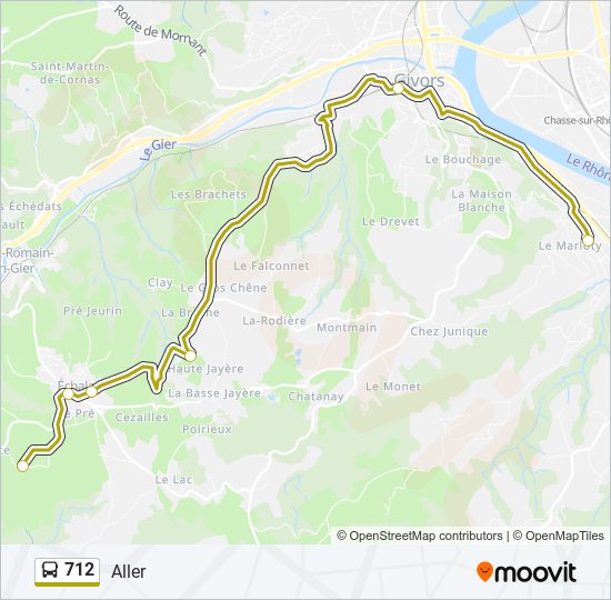 Plan de la ligne 712 de bus